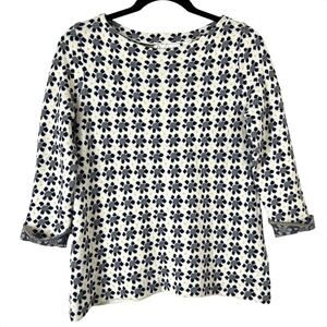 Anthropologie Field Flower Crewneck Floral Sweater 3/4 Sleeves Sz M
